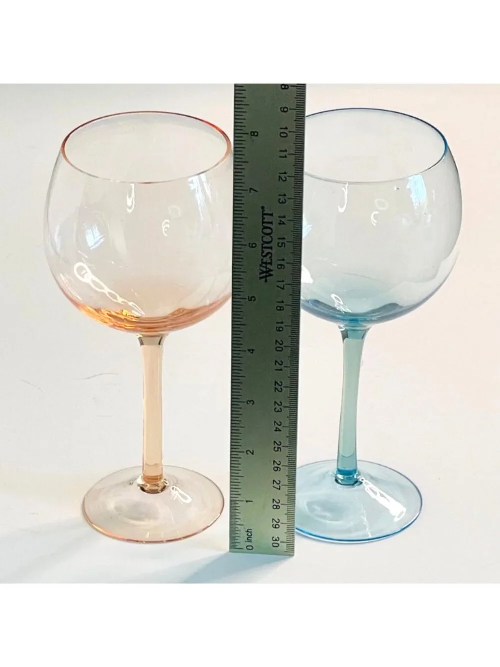 Byrdeen Handblown Crystal Two-Tone Balloon Wine Glasses set of 2 Rio and Cielo